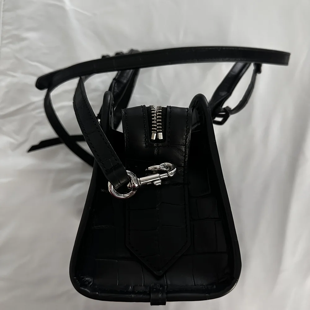 Marc Jacobs Black Croc-Embossed Top-Handle Satchel